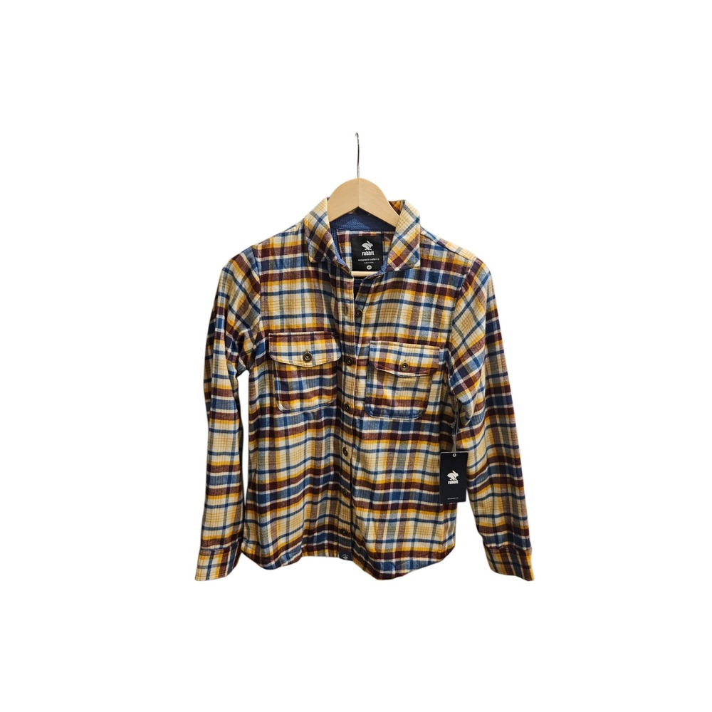 NWT Rabbit Women's High Country Flannel Lined Seedpearl Plaid Snap Shirt Size XS